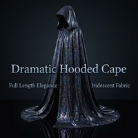 Hooded Cape for Halloween, Fancy Dress Costume Party, Shiny Hooded Cape Festival, Cloak Hood Cosplay Event, Polyester Hooded Cloak