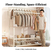 Multi-Functional Clothing Hanger Stand 360° Rotating Wheels Rolling Clothes Rack Large Capacity Heavy Duty Garment Stand for Entryway, Laundry Room