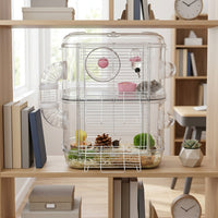 Large Hamster Cage and Multi-Level Hamster Villa, Square Shape 3 Tier Cage with Accessories, Easy Clean Indoor Use Syrian Hamster Habitat Case