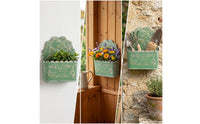 Wall-Mounted Iron Planter Embossed Metal Wall Pocket Planter Distressed for Patio, Porch, Garden