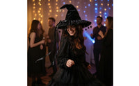 Witch Hat with Lace Trim Handmade Witch Hat with Ribbon Tails Ruffled Costume Headpiece for Cosplayers, Witches, Halloween, Cosplay, Photo Shoots