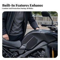 Honeycomb Textured Motorcycle Tank Side Grip Pads Raised Fuel Tank Grip Pad Tapered Asymmetrical