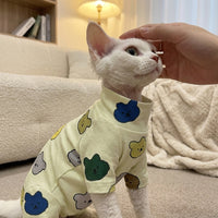 Four-Legged Clothing for Hairless Cat, Printed Four-Legged Pet Clothing with Turtleneck