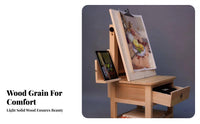 Adjustable Height Solid Wood Artist Bench Multi-Purpose Multifunctional Drawing Bench Space Saving Wooden Art Easel Stool Patented Design for Artists, Painters, Beginners, Classroom, Home