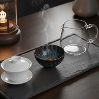 2 Pieces Ceramic Glaze Jianzhan Tea Cup Long-Lasting Peacock Tea Cup Drinkware Eco-Friendly for Company Events