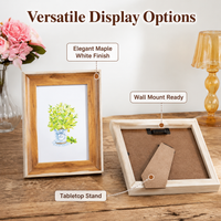 LETTER-SIZED Photo Frame, Modern Minimalist Maple White Picture Frame, Handmade Foam with Wood-Look Finish, for Wall or Desktop Display
