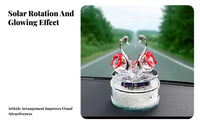 Automatic Rotation Solar Powered Rotating Swan Ornament Luxury Design Rotating Swan Figurine Easy Installation for Drivers, Office Desk