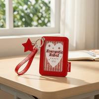 Glittery Card Holder with Wrist Strap Portable Photo Card Holder with Charm Soft Comfortable for Commuting