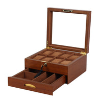 Watch Display Case with Glass Lid Velvet-Lined Watch Display Box Soft Lining for Men, Desk