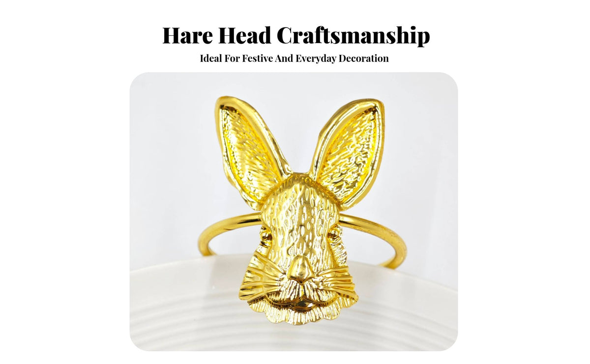 Elegant Hare Napkin Holder Elegant Design Gold Easter Napkin Buckle Sturdy Alloy Metal Hare Holder for Party Hosts, Restaurant Owners