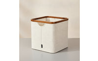 Storage Basket with Bamboo Frame Foldable Textile Basket Convenient Foldable Organizer Bin for Closet