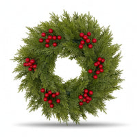 Faux Fir Wreath Soft Textured Decorations for Entrance, Mantel