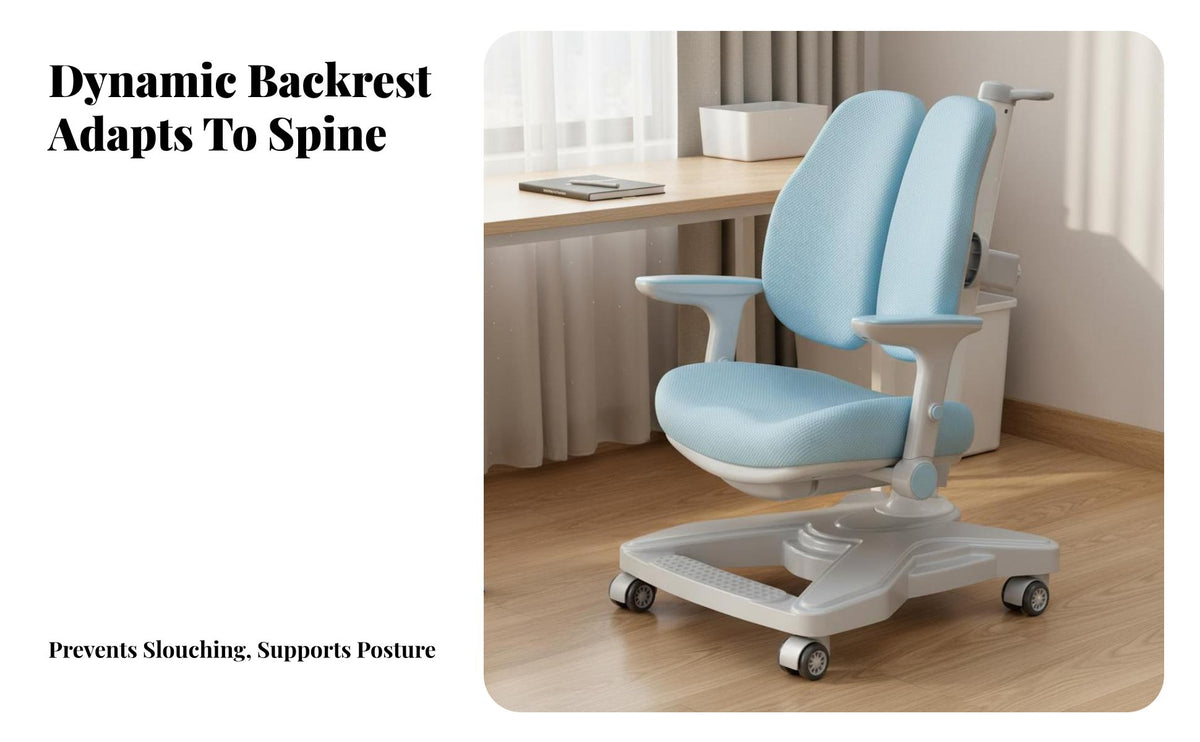 Adjustable Study Chair Dynamic Back Support Adjustable Student Chair Firm-Density Foam Cushion for Primary School Students, Girls, Home, Bedroom