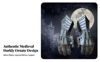 Articulated Finger glove protective gear dark medieval theme and design Articulated combatant protective geared gloves Medieval medieval-themed Design hand protection for LARPers, Cosplayers, Themed Photoshoots