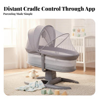 Multiple Motion Modes Electric Cradle Safety Harness Electric Rocking Bassinet Bedside Sleeper Design Infant Rocker Adjustable BA and Ckrest for Newborns, Infants, New Parents, Naptime, Nighttime, Nursery, Living Room