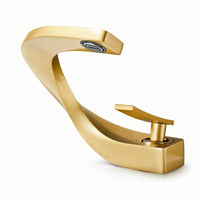 Vanity Faucet with Integrated Aerator Sculptural Single-Hole Lavatory Faucet Sleek Tap for Washbasin