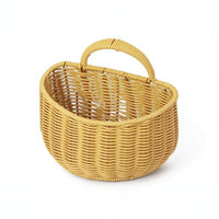 Imitation Rattan Basket Handwoven Basket with Handle Easy to Clean for Kitchen