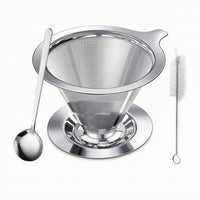 Reusable Coffee Filter with Spoon Easy to Clean Coffee Filter Cone Dripper Eco-Friendly Food-Grade for Home Baristas