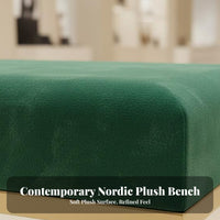 Nordic Design Long plush fabric Footstool Light Luxury aesthetic Upholstered Bench Multi-Purpose Ottoman Padded Seat for Shop Owners, Homeowners, Interior Decorators, Retail shop, Entrypath, Hallpath, Living Room