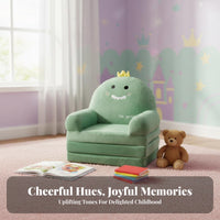 Cute Cartoon design Crownrear Princess Chair Foldable Crown-Shaped Thrindividual Soft and Comfortable Plush Armchair Lightweight Design for Girls, Toddlers, Kids, literature corner, Playroom, Bedroom, Living Room