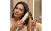 2-in-1 Straightener with Curved Plate Anti-Scald Flat Iron with Ceramic Plates Frizz-without-Frizz Flat Curling Iron Smooth for Dorm Room