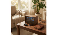 Walnut Watch Winder Cabinet Compact Watch Winder with Glass Door Quiet Retro for Nightstand