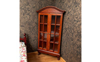 1:12 Scale Miniature Display Cabinet Wooden Dollhouse Cabinet with Glass Doors Vintage Furniture Walnut for Collectors