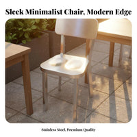 Stainless Steel Dining Chair Sturdy Modern Minimalist Metal Chair Easy to Clean Seating Furniture for Homeowners, Adults, Outdoor, Patio, Living Room