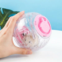 Silent Hamster Exercise Wheel and Hamster Sphere, 5.7 Inch Clear Hamster Exercise Sphere for Small Rodents, Perforated Crystal Sphere Design