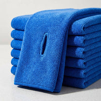 2-Pack Blue Microfibre Cloth and Cleaning Cloths, Super Absorbent Cloth with Perforated Border, Textured for Car Wash, Glass and Floor Cleaning