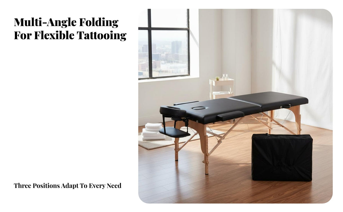 Portable Skin Design Bed Space-Saving Folding Beauty Bed PU Leather Upholstery Foldable Beauty Table for Estheticians, Home Users, Studio