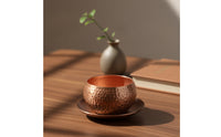 Copper Cup with Saucer Elegant Copper Tea Cup Low Profile Drinkware for Hosts, Desk