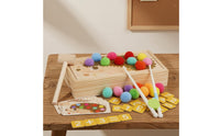 Felt Balls Wooden Hedgehog Tapping Toy Hand-Eye Coordination Wooden Pounding Box Natural Wood Finish Tapping Toy Set Rounded Edges for Toddlers, Young Children