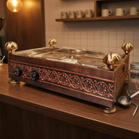 Turkish Coffee Burner Embossed Coffee Burner Copper Cezve Set Traditional Design Cooking Appliance Food-Safe Tin Tin-Plated