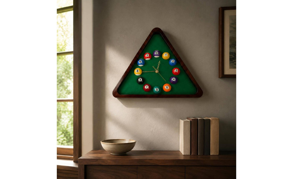 Billiards Triangle Clock Framed Triangle Billiards Clock Decorative House Decoration