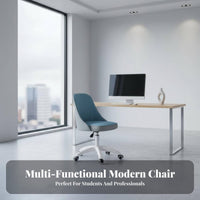 Adjustable Height Armless Rolling Chair Padded Seat Swivel Seating Thick Cushion Indoor Furniture Ergonomic Design for Students, Home Office Workers, Young Adults, Dorm Room, Bedroom, Small Areas