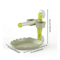 Easy-to-Mount Suction Cup Bird Stand with Tray Textured Pet Supply Compact for Parrots, Budgies, Smooth Surfaces