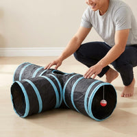 T-Shaped Feline Tunnel 80 Cm Long Crinkly Feline Tunnel Pet Toy Lightweight Cylindrical Openings for Indoor Play