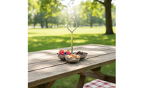 Stainless Steel 3 Tier Fruit Bowl Stand Polished Silver Snack Rack Standing Frame Candy Bowl Stand Central Handle for Party, Dining Table