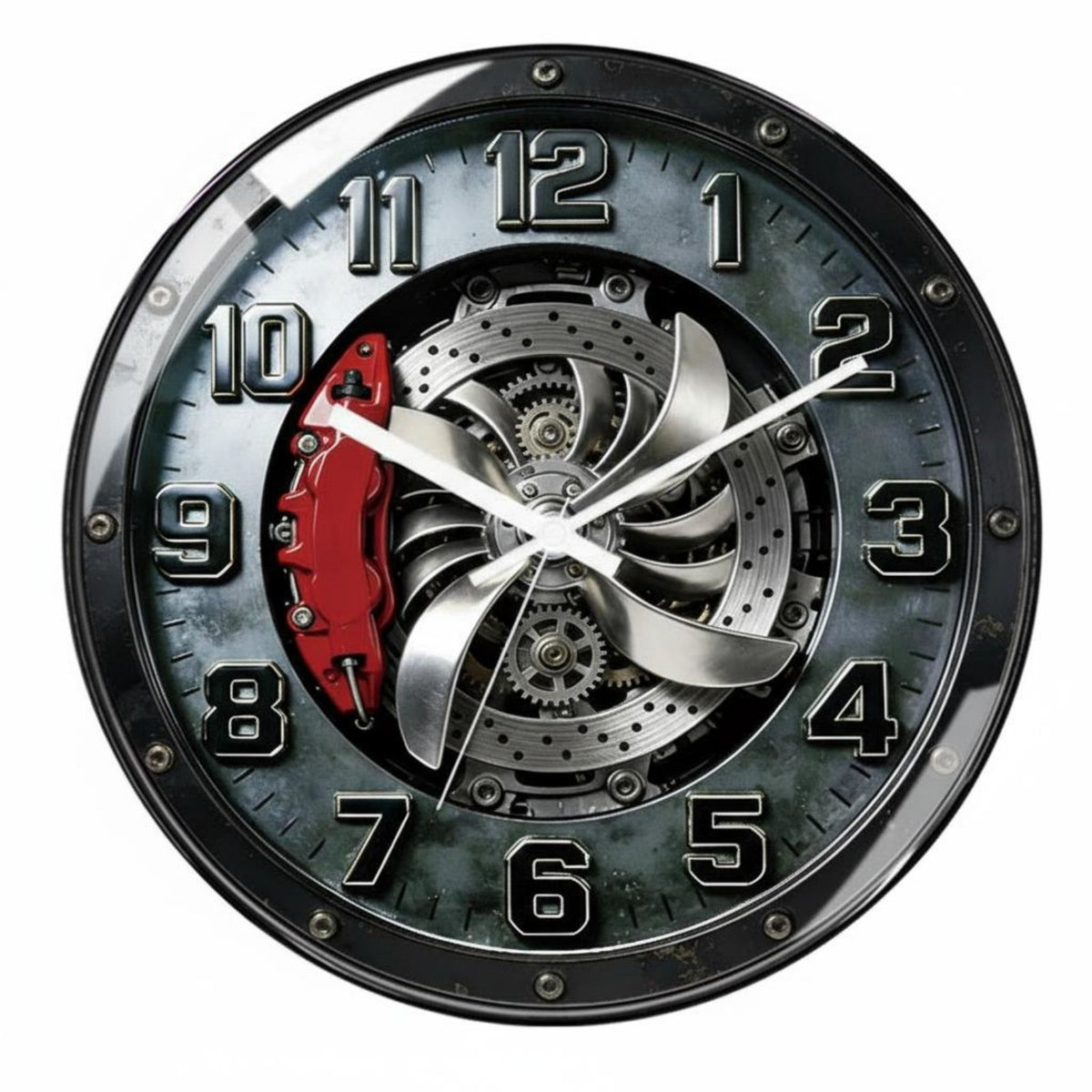 Silent Movement Car Wheel Hub Clock 3D Design Brake Disc Wall Clock Unique Gift Home Decor for Men, Auto Repair Shop, Garage, Man Cave, Living Room