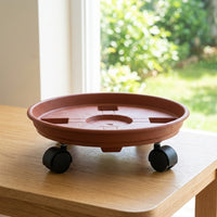 Rolling Plant Pot Saucer with Wheels, Heavy-Duty Plastic Planter Caddy for Indoor Outdoor Plants