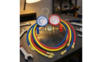Climate Control Gauge Set with Hoses Heavy-Duty Automotive Climate Control Gauge Set Triple-Port for  Technicians, Workshop