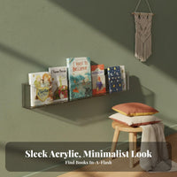 Toolwithout drilling Installation Clear levitating shelf Easy to Install Clear levitating Shelf Transparent Design Book shelf Space-Saving for Homeowners, Students, Hallway, Bedroom, Living Room, Bathroom