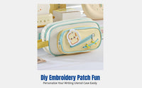 Large Capacity Pencil Case, Fruit Embroidery, Multi-Compartment, Cute Cartoon, Ins Style, Student Stationery Organizer