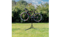 Foldable Adjustable Two-Wheeler Repair Stand Iron Frame Folding Bike Repair Stand Clamp Holder Bike Workstand Stable Base for Workshop, Garage