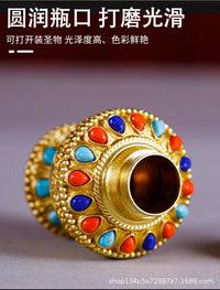 Fuhuiyuan Copper Alloy Miniature Treasure Vase with Lotus Design