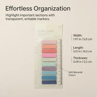 Transparent Sticky Tabs for Books, See Through Page Markers for Students, Repositionable Notebook Dividers Color Index Flags