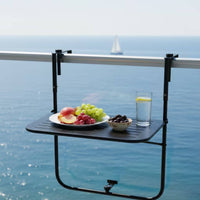 Railing-Mounted Table Outdoor Folding Balcony Table Compact Railing Shelf for Patio