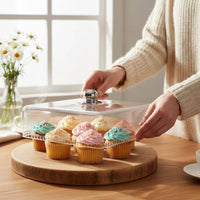 rectangle Dish Cover with Knob Transparent Cake Dome Dustproof Cake Cloche for Kitchen