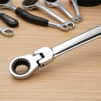 6 Pieces Ratcheting Box Wrench Set Long Handle Double-Ended Wrenches with Swiveling Heads -Finished Hand Tools for Home Mechanics